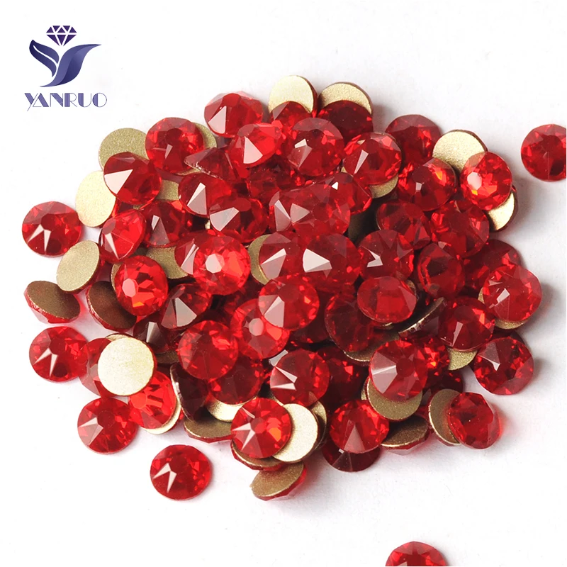 YANRUO 2088NoHF All Sizes Siam DIY Glitter Strass Craft Gems Flat Back Non Hotfix Crystals Red Rhinestones On Nails