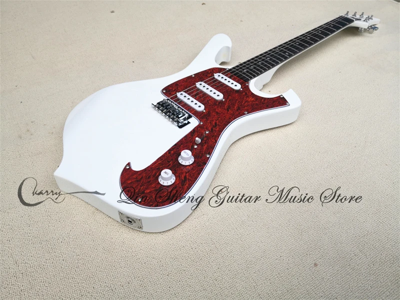 

White ELectric Guitar Ice M Guitar Red Tortoise Shell Guard SSS Pickups Fixed Bridge Rosewood Fingerboard Factory Custom