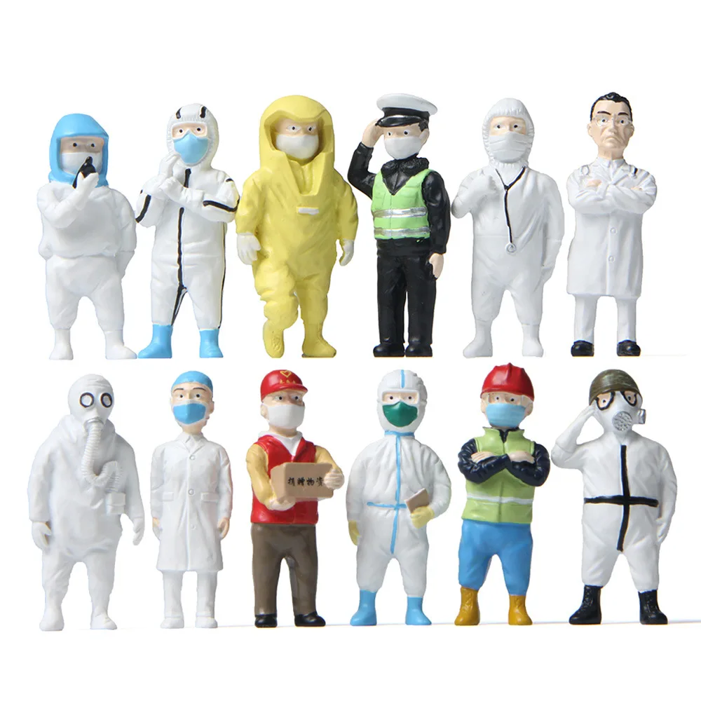 Epidemic Medical Staff Volunteers Protective Clothing Action Figure Model Garden Miniatures Micro Landscape Figurine Decoration