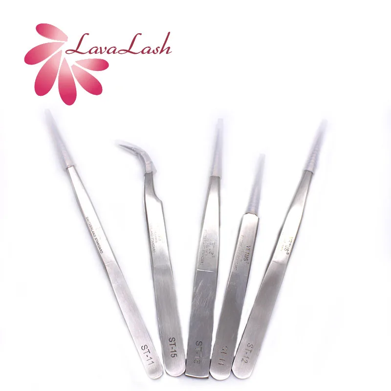 5 PCS ST Stainless Steel Precision Makeup Set Volume Tools Tweezers For 3D-6D Eyelash Extensions Prevent Static Electricity Shop