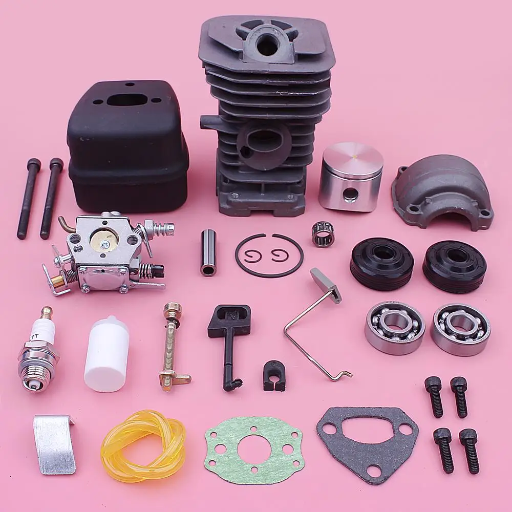 40mm Cylinder Piston Carburetor Muffler Repair Kit For Husqvarna 136 137 141 142 Chainsaw 530069941, 530071987, 530069415