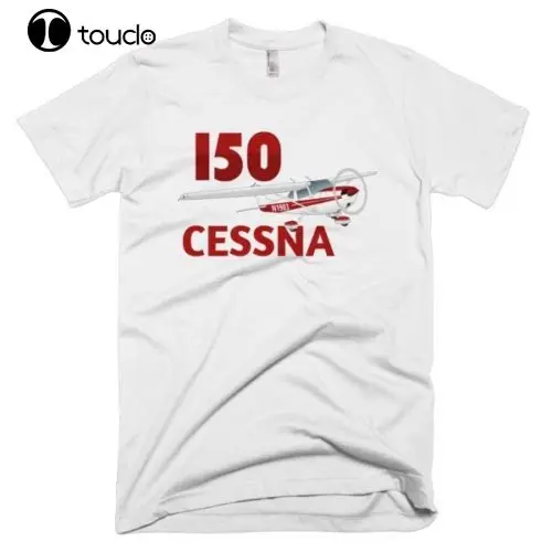 100% Cotton Print Mens Summer O-Neck Cessna 150 (Red) Airplane T-shirt - Personalized with Your N# Tee Shirt