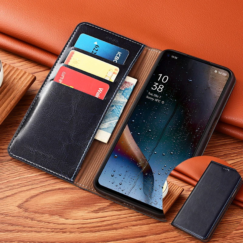 Magnetic Genuine Leather Skin Flip Wallet Phone Case Cover On For
