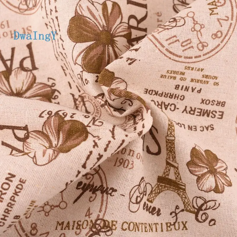 DwaIngY 6pcs/lot Eiffel Tower  Printed Cotton Linen Fabric For Patchwork DIY Quilting Sewing Placemat Bags Material 25x45cm