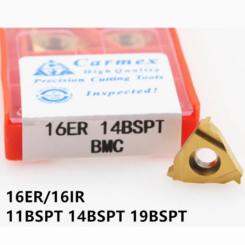 Inserção de metal duro para inserção externa, usinagem de torno cnc em aço inoxidável com 10 peças 16er 16ir 16ir 11bspt 14bspt 19bspt bmc