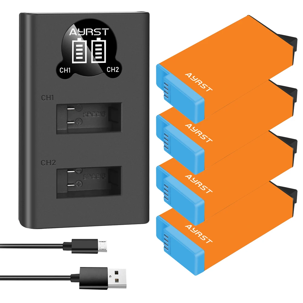 For GoPro Max Battery 3 Slot Charger + 1400mAh lithium ion Battery For 360 Panoramic Go Pro Max Camera