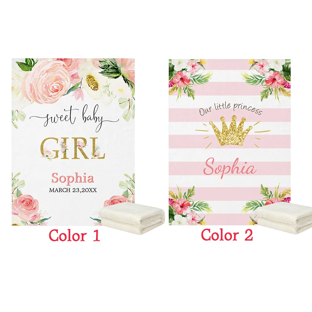 

LVYZIHO детское одеяло с именем клиента наша маленькая принцесса милое одеяло для девочки-30x40/48x60 / 60x80 дюймов-Флисовое одеяло