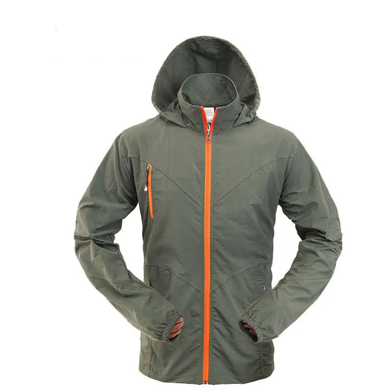 Spring Summer Hoodie Jacket Men Quick Dry Hiking Jackets Waterproof Sun-Protective Outdoor Sports Coats Light Windbreaker Male