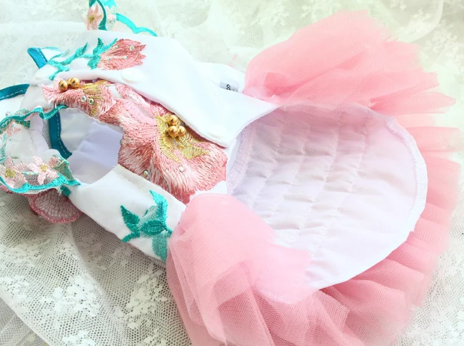 Free Shipping ZLOVEPET Handmade Dog Clothes Peony Pavilion Light Silk Embroidery Pet Tutu Dresses Cats Lady Teacup Yorkie Poodle