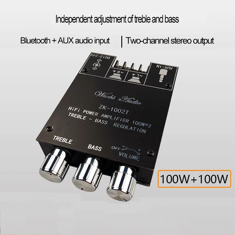 Tzt 100ワット * 2 bluetooth 5.0アンプボード2チャンネルステレオアンプ高音低音ZK-1002T組立