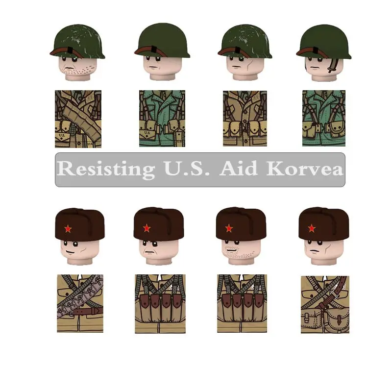 

WW2 Military War Building Blocks USA Soldier Chinese Volunteers Figures Parts Mini Bricks Accessories Modern City Army Toy Gifts