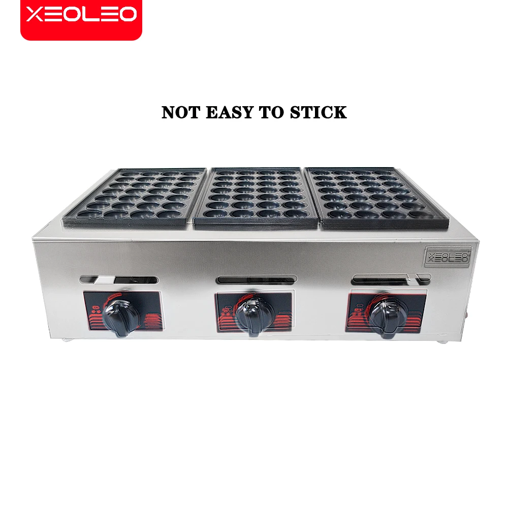 XEOLEO 3 Plates Fish Ball Machine Takoyaki Machine Octopus Ball Machine Fish Ball Furnace Commercial Non-stick 6000W