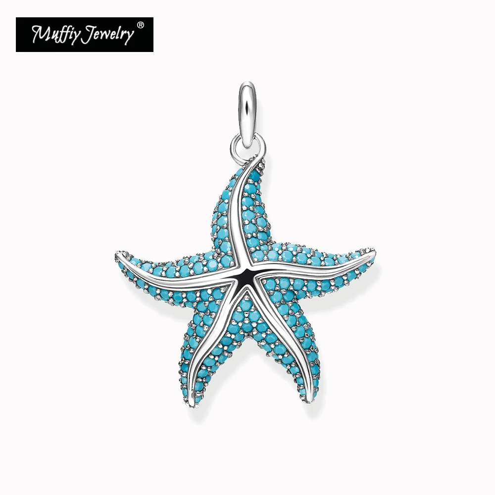 Pendant Blue Starfish Fit Necklace 2021 Brand New Fine Women Jewelry 925 Sterling Silver Oceanstar Europe Bijoux Accessories