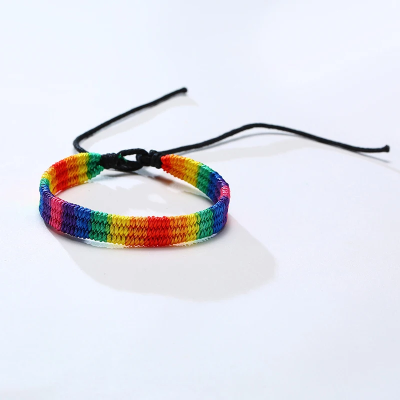 Gay Rainbow Bracelet LGBT Pride Handmade Woven Rope Braided Strap Friendship Jewelry Gift