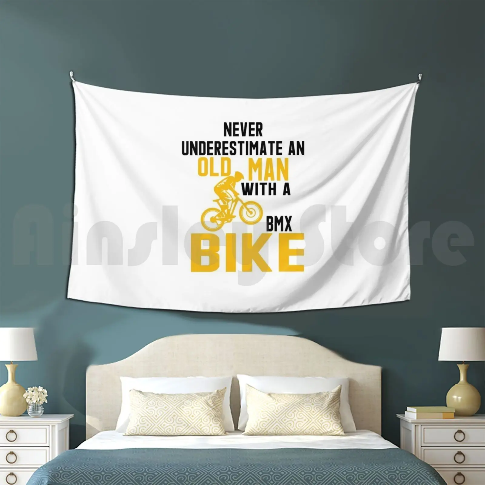 Never Underestimate An Old Man With A Bmx Bike Customized Tapestry Bmx Bmx Driver Bmx Tricks Bmx Design