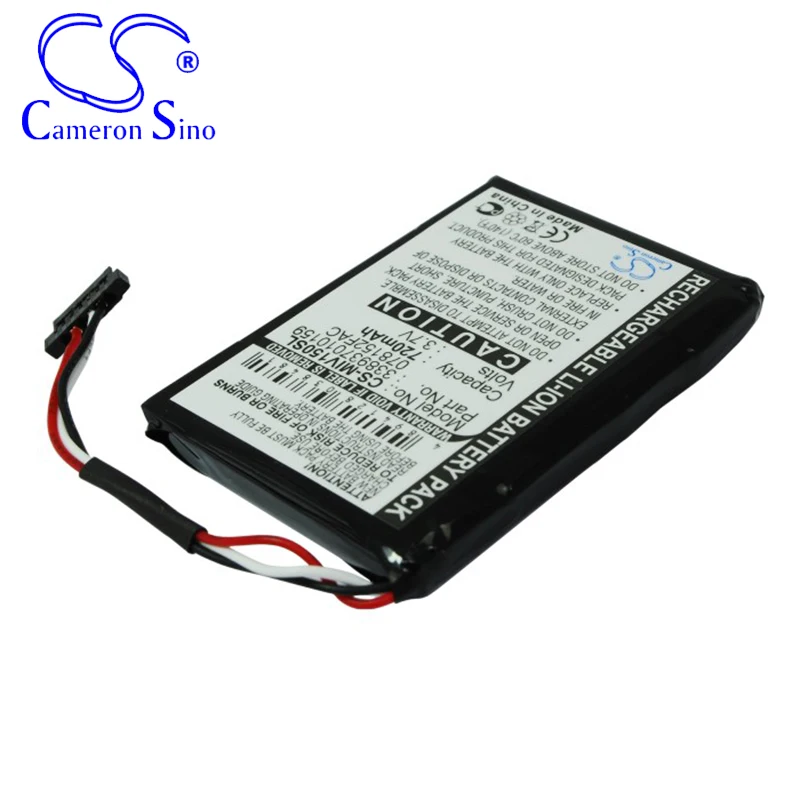 CameronSino Battery for Mitac Mio Moov 150 fits Mitac 078512FAC 338937010159 GPS,Navigator battery 720mAh 3.70V Li-ion Black