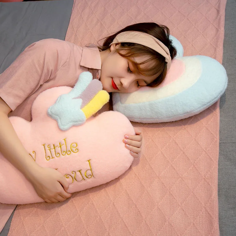 Cute Rainbow Cloud  Sun Star Throw Pillow Cushion Rainbow Plush Toy Kids Bedroom Decoration Toy Pillow Sofa Cushion