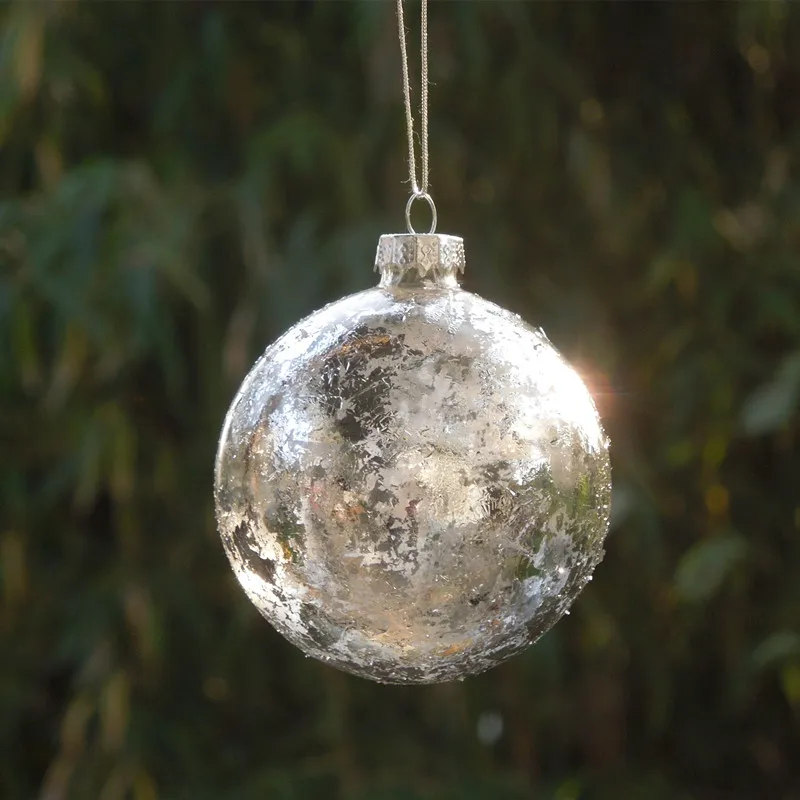 

Small Packing Diameter=6cm 8cm 10cm Glass Ball Christmas Tree Hanger Silver Gold Sheet Globe Home Decoration Hanging Pendant