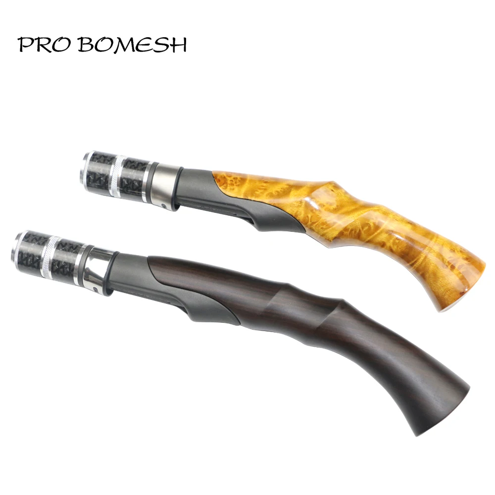 Pro Bomesh 1 Set Fuji VSS #16 wood 4Axis Woven Casting Reel Seat Handle Kit Metal Trim DIY Trout Fishing Rod Building Accessory