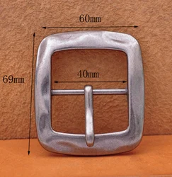 Heavy Duty Quality Vintage Silver Square Center Bar Pin Buckle for Leathercraft Belt Fit 40mm Strap