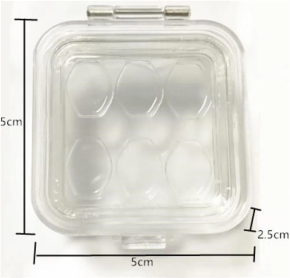 5Pis Clear Hinged Display Box 6Grids Acrylic Membrane Case Storage Plastic Jewelry For Teeth