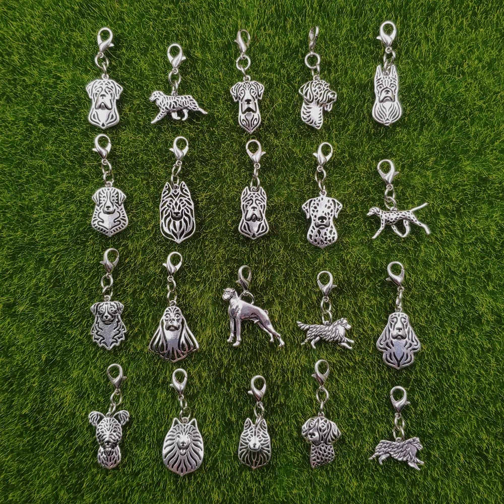 Dalmatian Cane Corso Boxer Samoyed Cocker Spaniel Great Dane Pumi Dog Animal Keychain Key Ring Pet Retro Silver Plated Gift