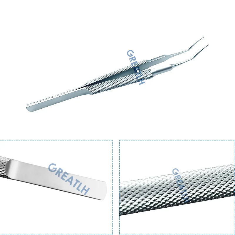 Titanium Capsulorhexis Forceps Veterinary Ophthalmic Tweezer Curved 108mm Ophthalmic Eye Instrument