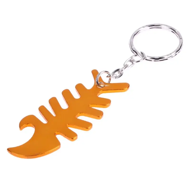 6 Colors FIsh Shape Beer Bottle Opener Fishbone Aluminum Alloy Bottle Opener Keychain Ring kitchen Tool Trinket Gifts Random