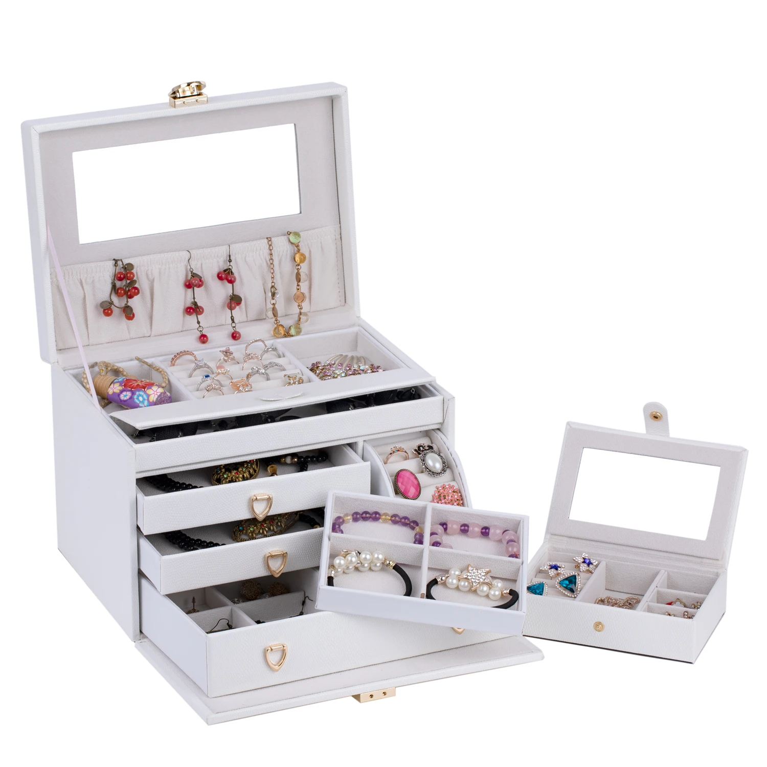 

2022 new lock jewelry box Pu Earring Necklace Ring storage box jewelry display box