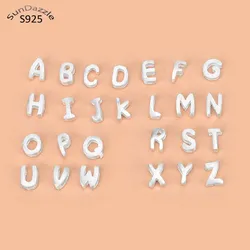 Genuine Real Pure Solid 925 Sterling Silver Beads 26 English Letters Space Bead Connector Letter Spacers Making Findings