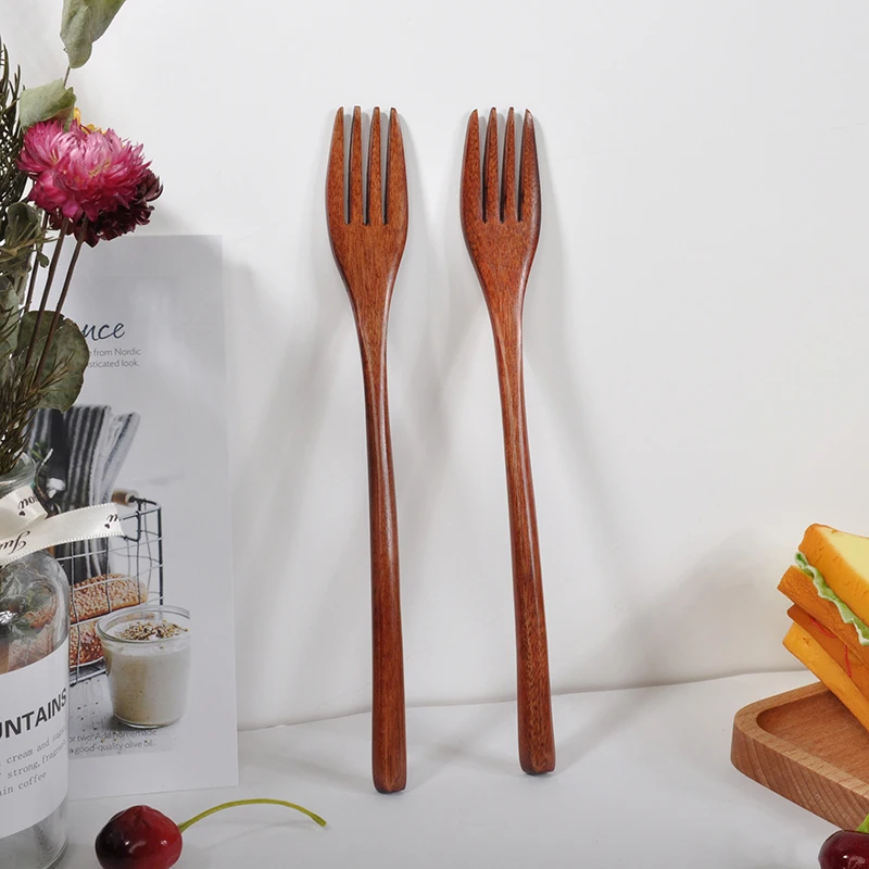 Durable Tableware Stirring Spoon Bamboo Fork Brown Wooden Japanese Style Kitchen Accessories