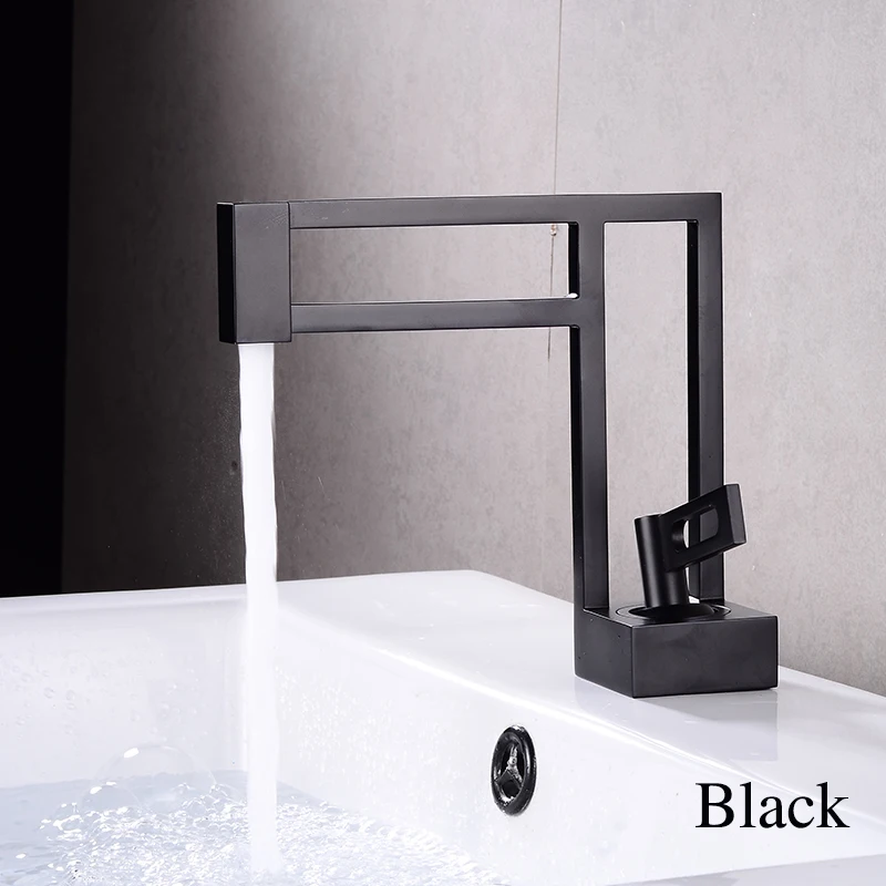 

BAKALA Modern Basin Faucets Black Sink Mixer Taps Brass Bathroom Taps Square Vessel Sink Faucet Black Basin Mixer Cold Hot Water