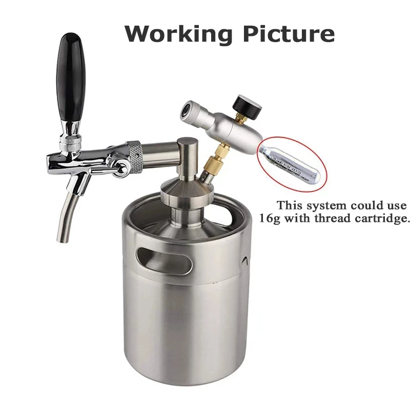 Mini Keg Tap Dispenser Stainless Steel Beer Growler Spear, Adjustable Tap Faucet & Premium Co2 Charger Kit homebrew Accessories