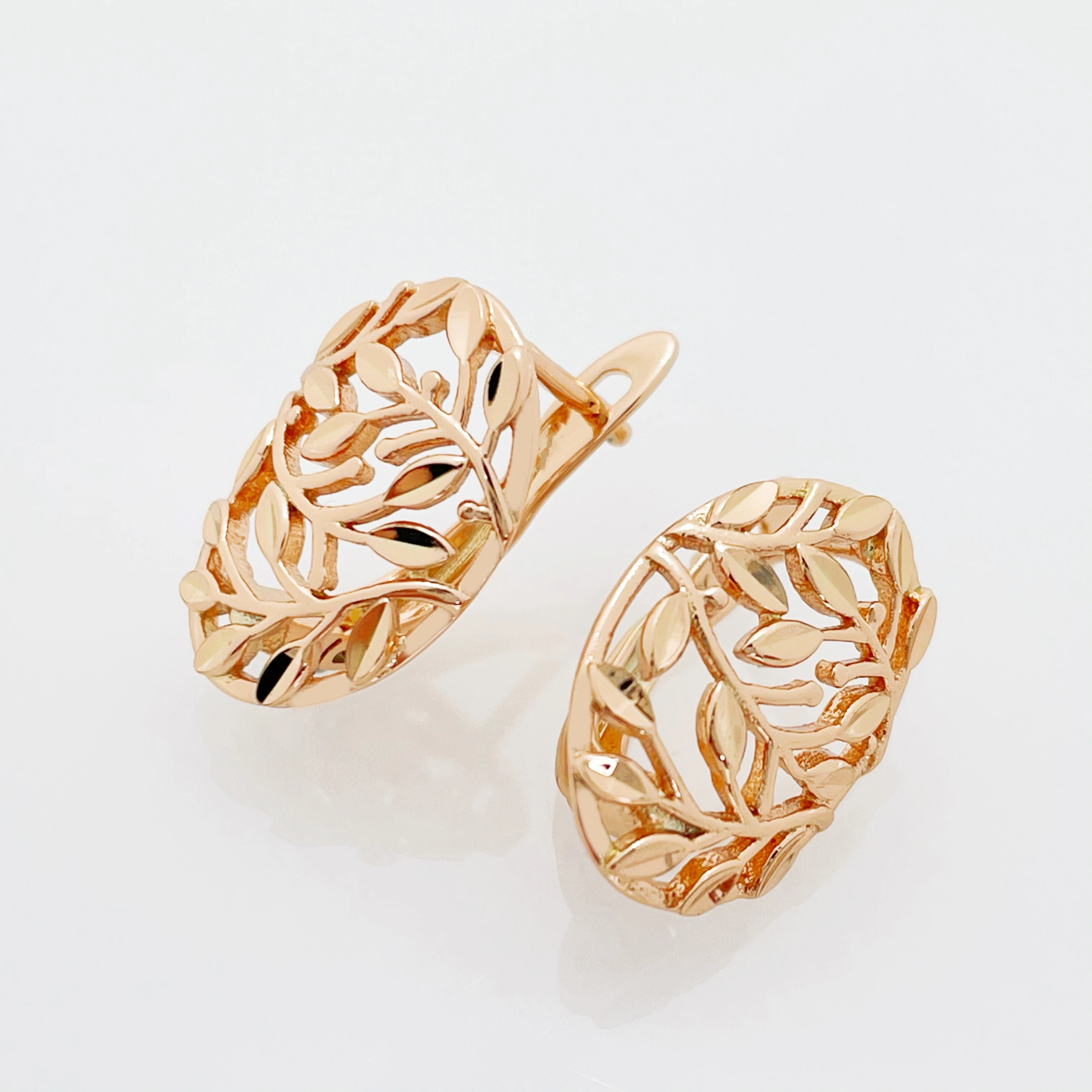 New Hollow Leaf Vintage Classic 585 Rose Gold Drop Earrings Women Simple Fashion Jewelry