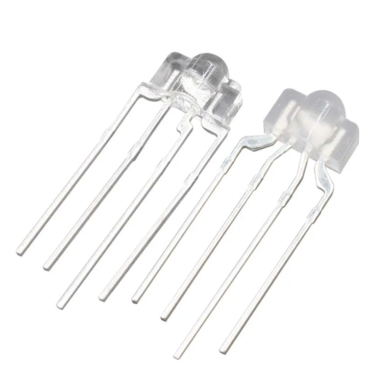 1000PCS /100pcs 3mm Round Four Leg Diffused Full Color Transparent RGB Common Negative And Positive DIP LED