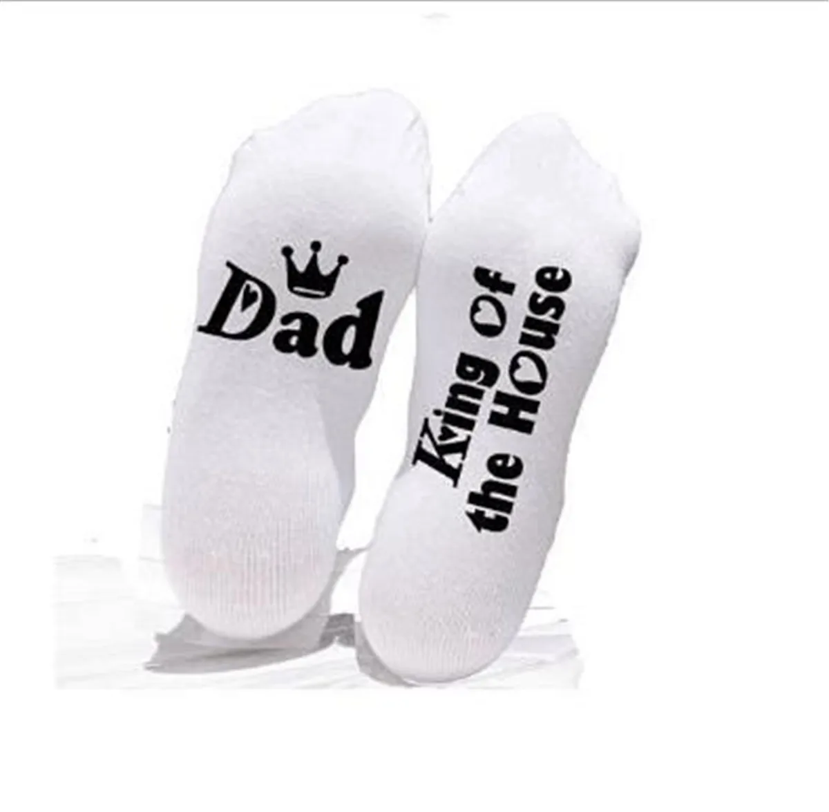 1 Pair Casual Unisex Black White Grey Letter Socks Dad King Of The House Mom Queen Of The House