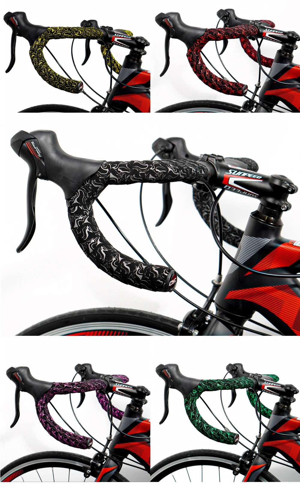 Chooee Bicycle Handle Bar Tape Shock Absorber 2350mm Cycling Road Bike Handlebar Tape Wrap HT990
