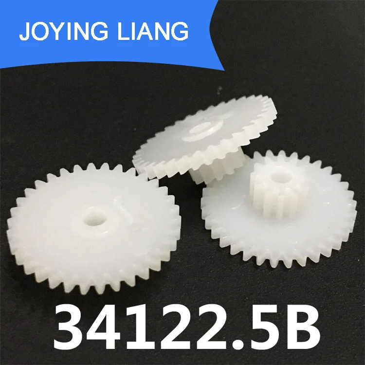 34122A 34122B 34122.5A 34122.5B 0.5M Plastic Spur Gear OD 18mm 34 Teeth + 12 Teeth 2mm Tight 2.5MM Loose Fiting Gears 10pcs/lot