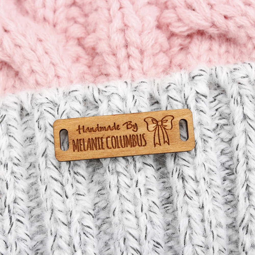 Personalized Wooden Tags with Text, Customized Text, Knit Labels, Logo or Engraving, WD3128