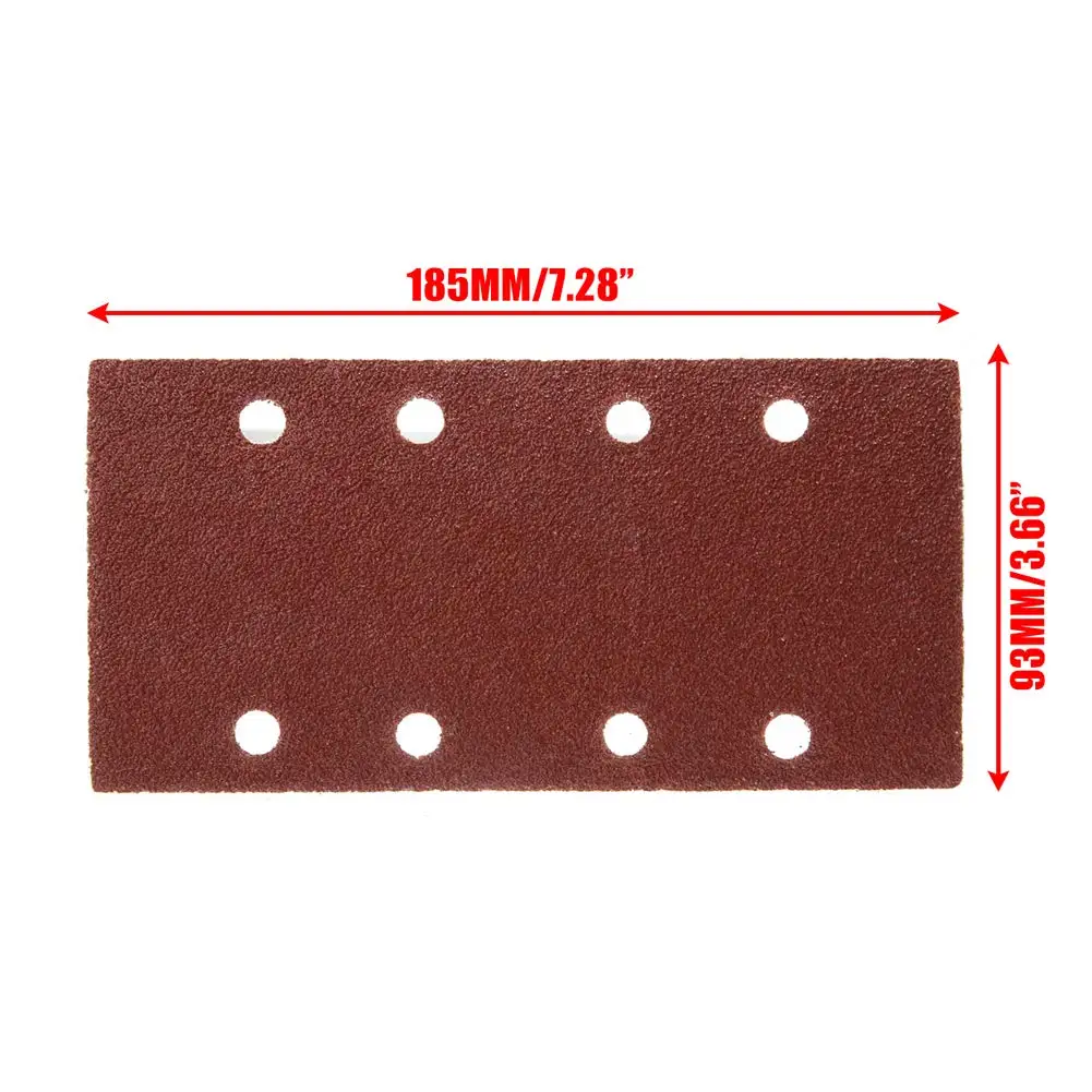 50 Pack 93*185mm Square Sandpaper 40-180 Grit Hook And Loop Sanding Sheets Aluminum Oxide For Orbital Palm Sander Polishing