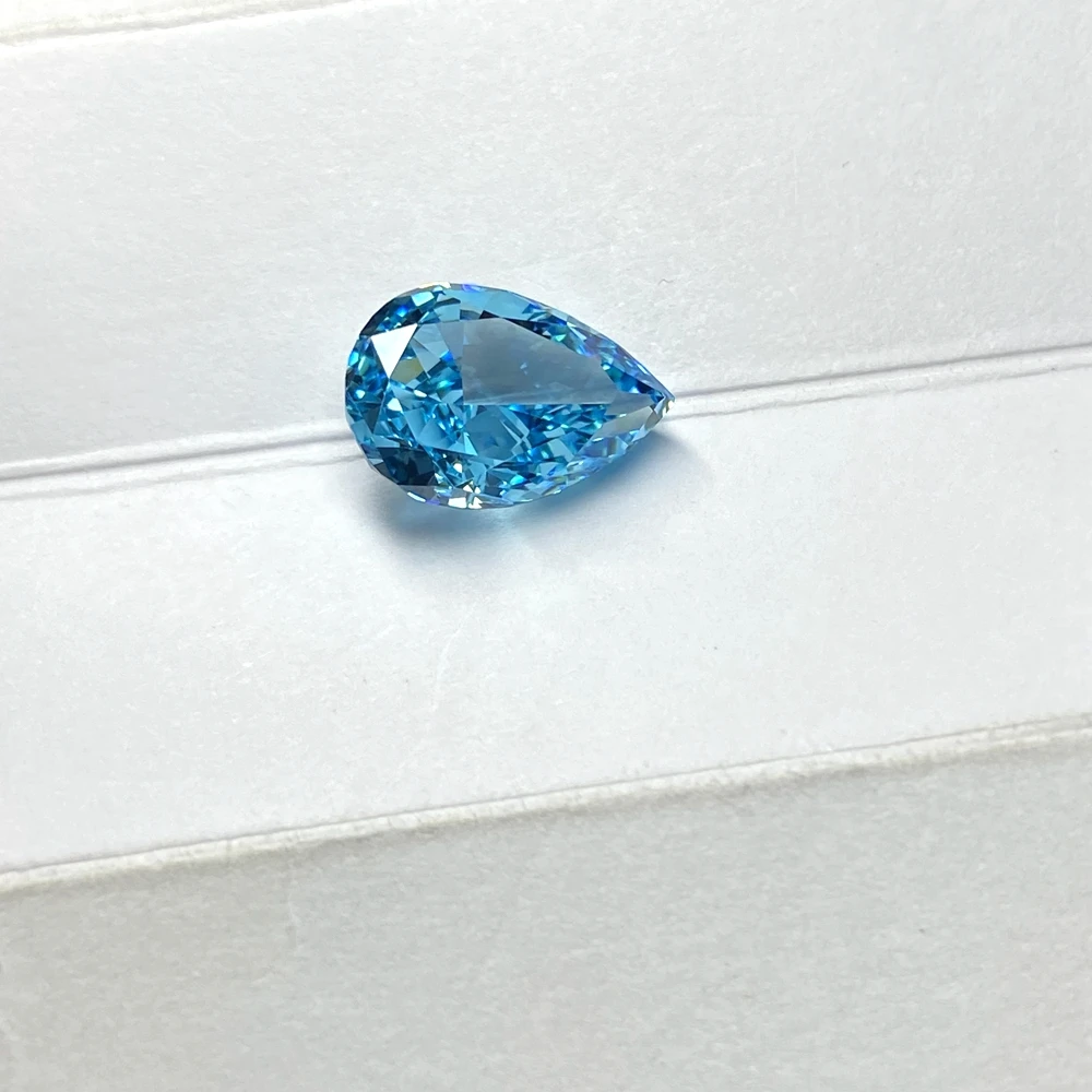 Meisidian 9X13Mm 9 Carat Peer Drop Ijs Verpletterd Cut Zirconia Aquamarijn Diamant Edelsteen