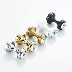 New Brass With Crystal Tip Mini Hook Bathroom Round Towel Hanging Coat Hook Wall Mount