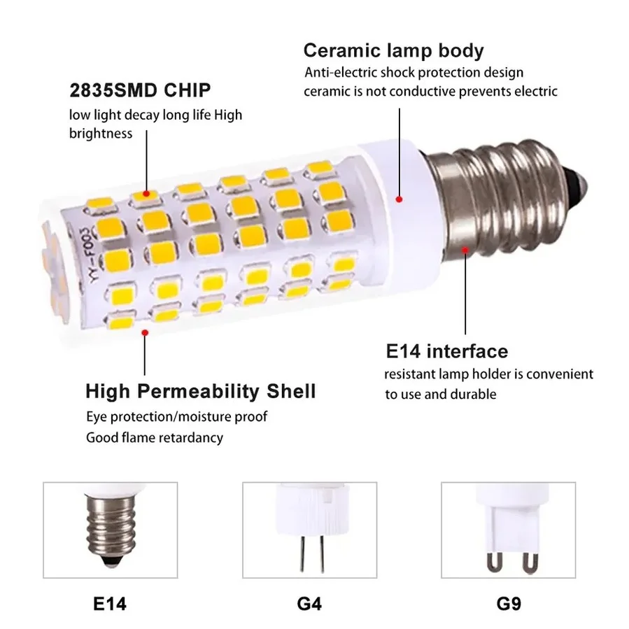 VnnZzo หลอดไฟ LED 3W 5W 7W G4 G9 E14 LED หลอดไฟ LED หลอดไฟ LED AC 220V หลอดไฟ LED ข้าวโพด SMD2835 360มุมลำแสงเปลี่ยนหลอดฮาโลเจนหลอดไฟ