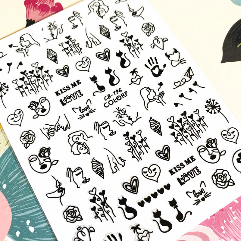

CB-196 kiss me 3D Back glue Nail decal Nail sticker Nail decoration Nail art Nail tool Nail ornament