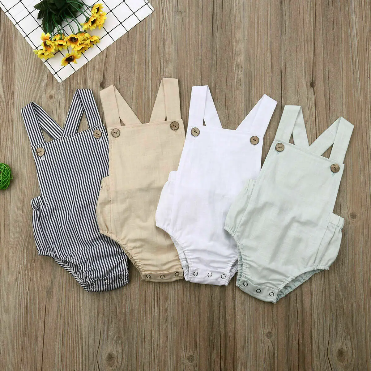 0-3Y Baby Summer Clothing  Newborn Infant Baby Boy Girl Cotton Bodysuit Striped Solid Casual Jumpsuit Outfits Sunsuit