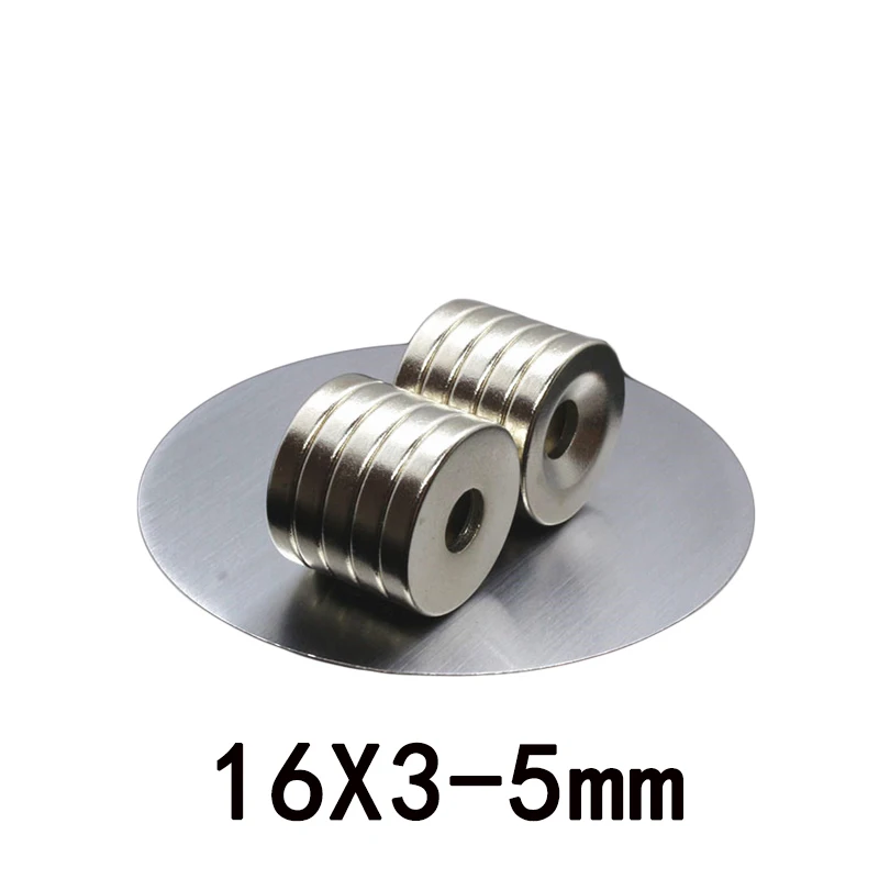 10/20/50 pcs 16x3-5mm Permanent NdFeB Strong Magnets 16*3 mm Hole 5mm Round Countersunk Neodymium Magnetic Magnet