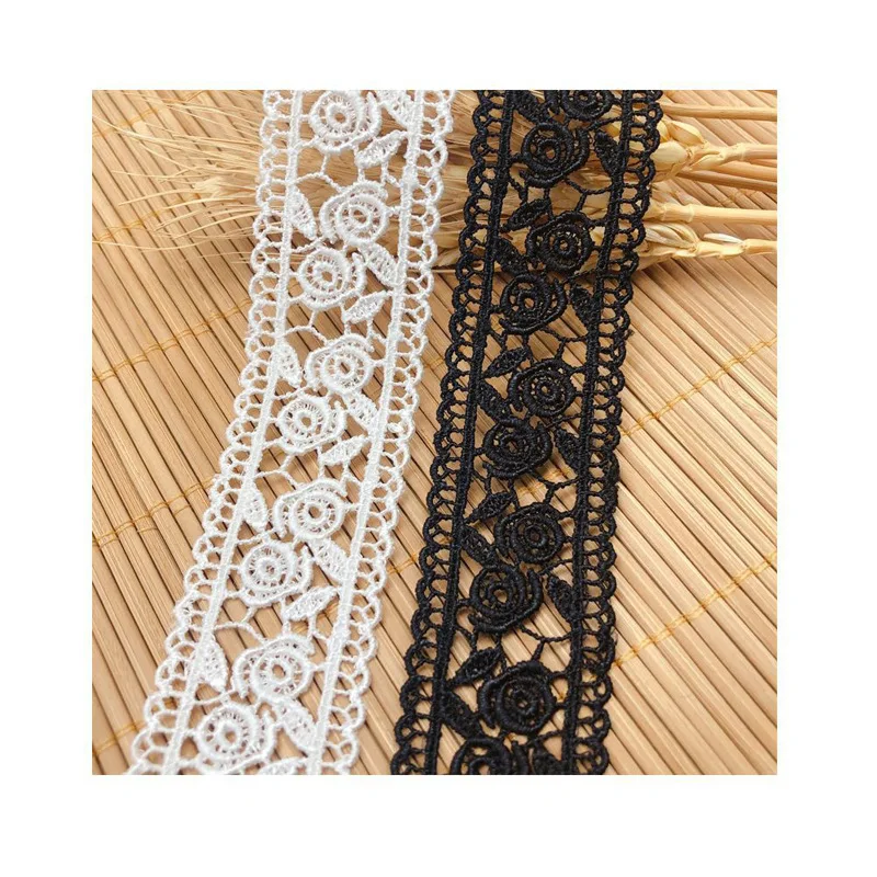 3Yard Water solubleDIY naszyjnik dwustronny różany poliester lace3cm przędza dodatki do odzieży hafty akcesoria krawieckie do ubrań