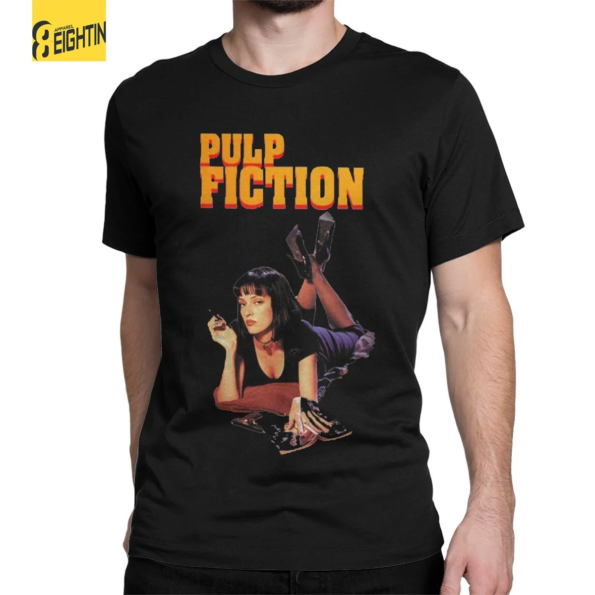 Vintage Pulp Fiction Mia Wallace T-Shirts for Men Crew Neck Pure Cotton T Shirts Movie Short Sleeve Tees Gift Idea Tops