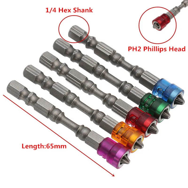 

S2 Alloy PH2 Phillips Single Head Magnetic Screwdriver Bits Anti-Slip 1/4 Inch Hex Shank Drywall Electric Screwdriver Set