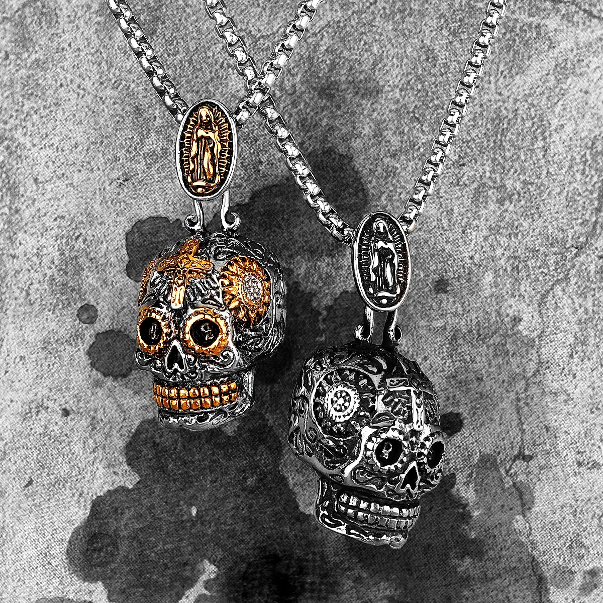 Steampunk Cross Skull Stainless Steel Men Necklaces Pendants Chain Gothic for Boyfriend Male Jewelry Creativity Gift Wholesale